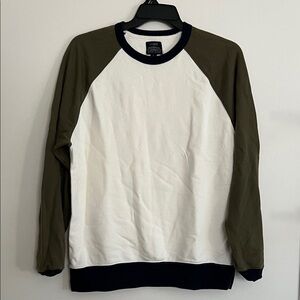 J.Crew Authentic Fleece Colorblocked Crewneck Sweatshirt raglan sleeve Size L